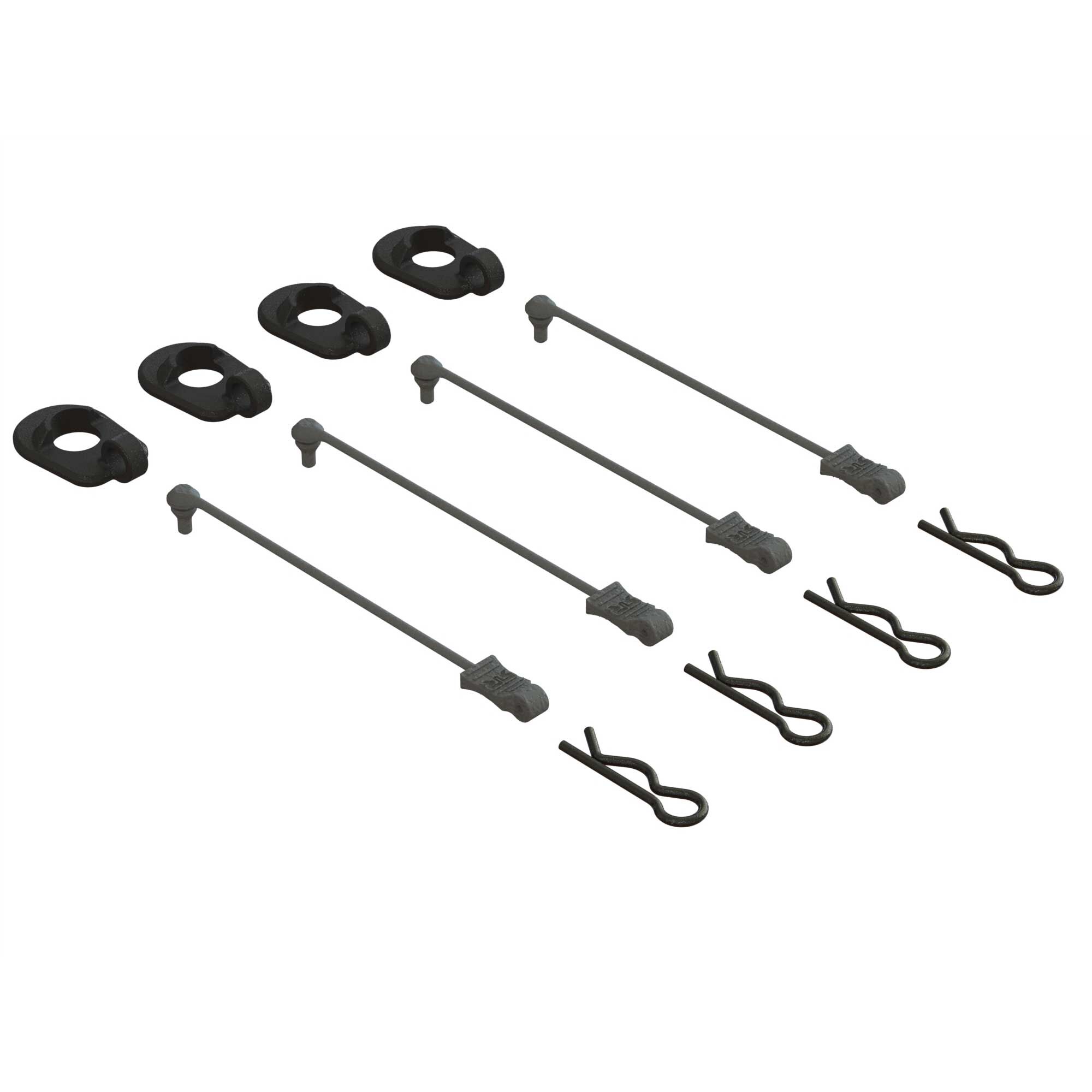 ARRMA Body Clip Retainers, Black (4): 1:5 Scale-ARA390294