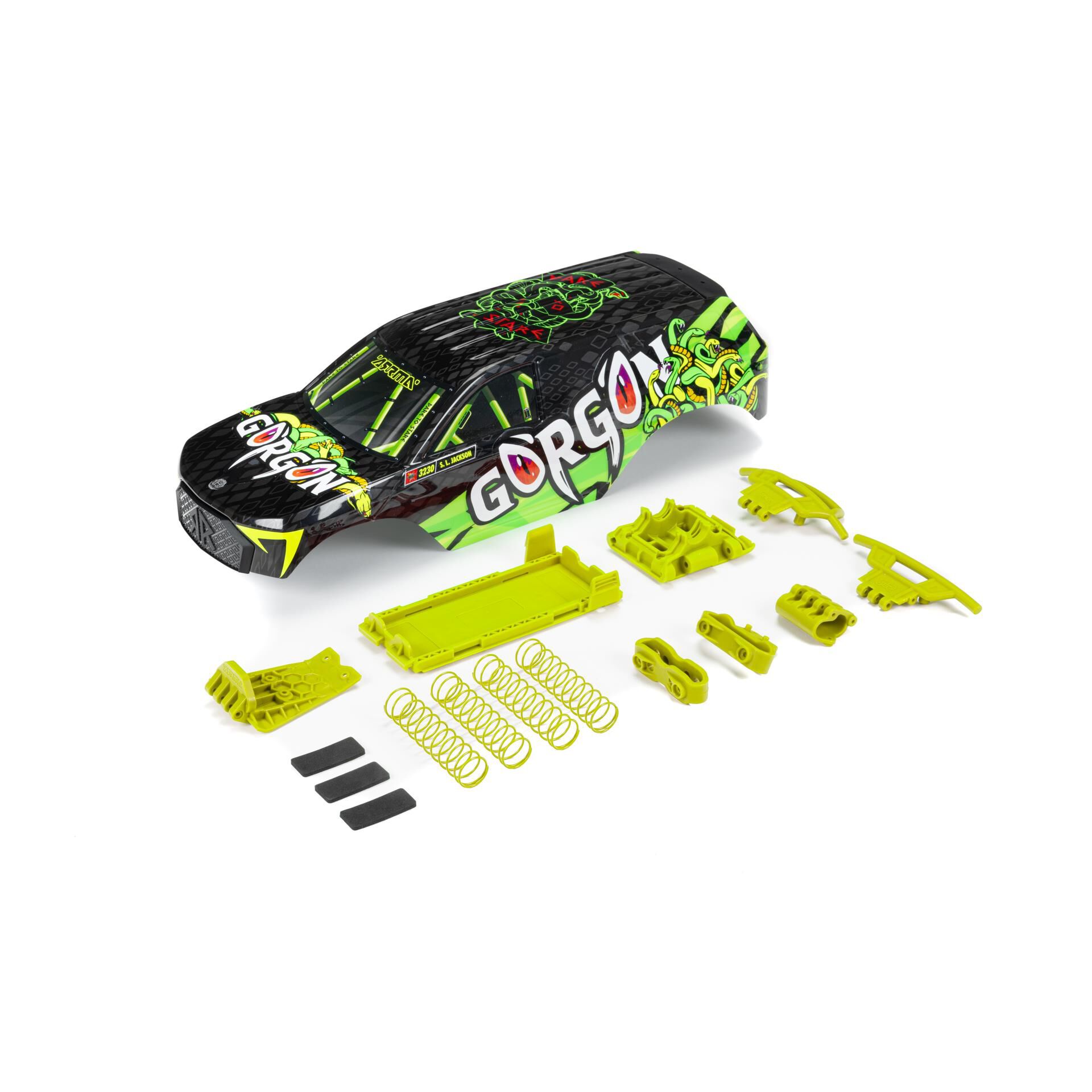 ARRMA GORGON Painted Decaled Body Set, Fluorescent Yellow-ARA402349