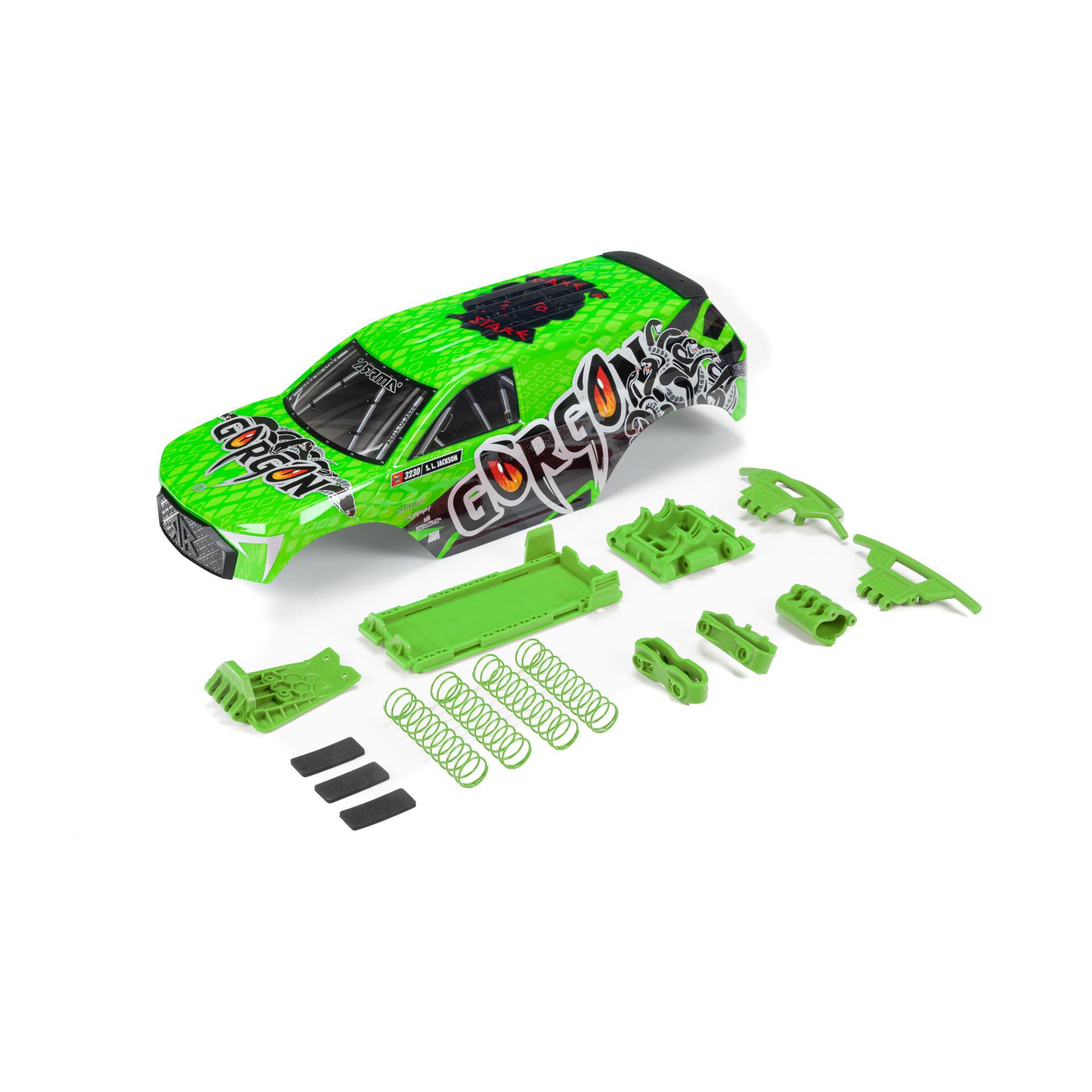 ARRMA GORGON Painted Decaled Trimmed Body Set, Green-ARA402356
