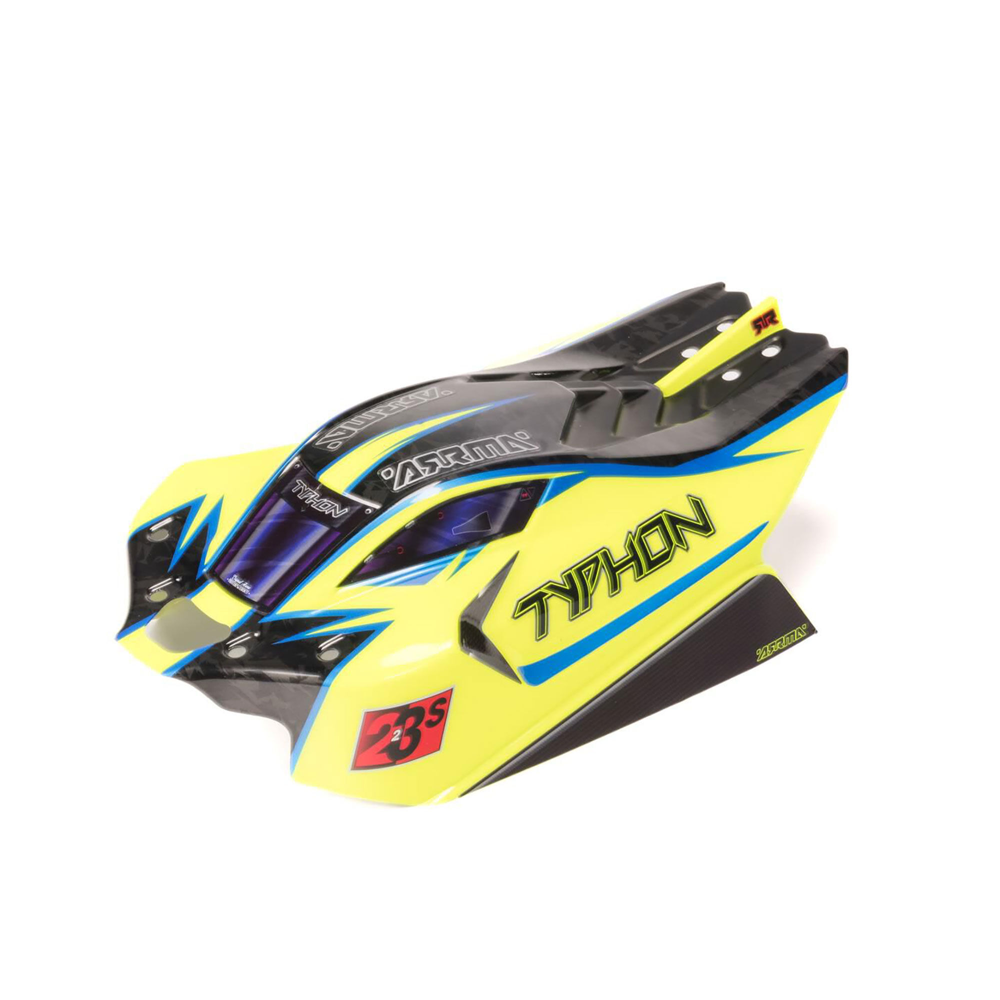 ARRMA 1:8 Clipless Painted Decaled Body, Yellow/Blue: TYPHON 4X4-ARA406172