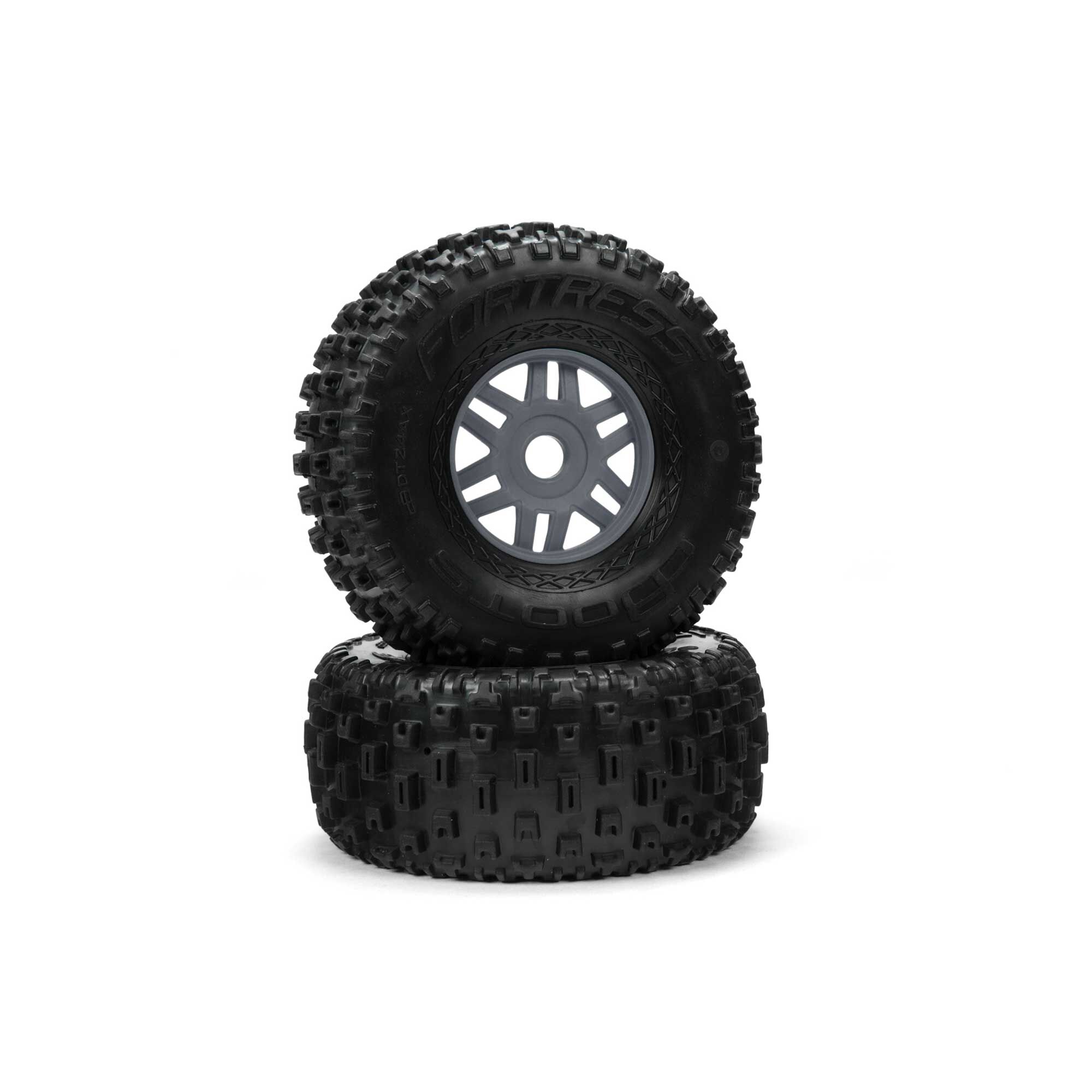 ARRMA 1/7 dBoots Fortress Front/Rear 2.4/3.3 Pre-Mounted Tires, 17mm Hex, Gunmetal (2)-ARA550069