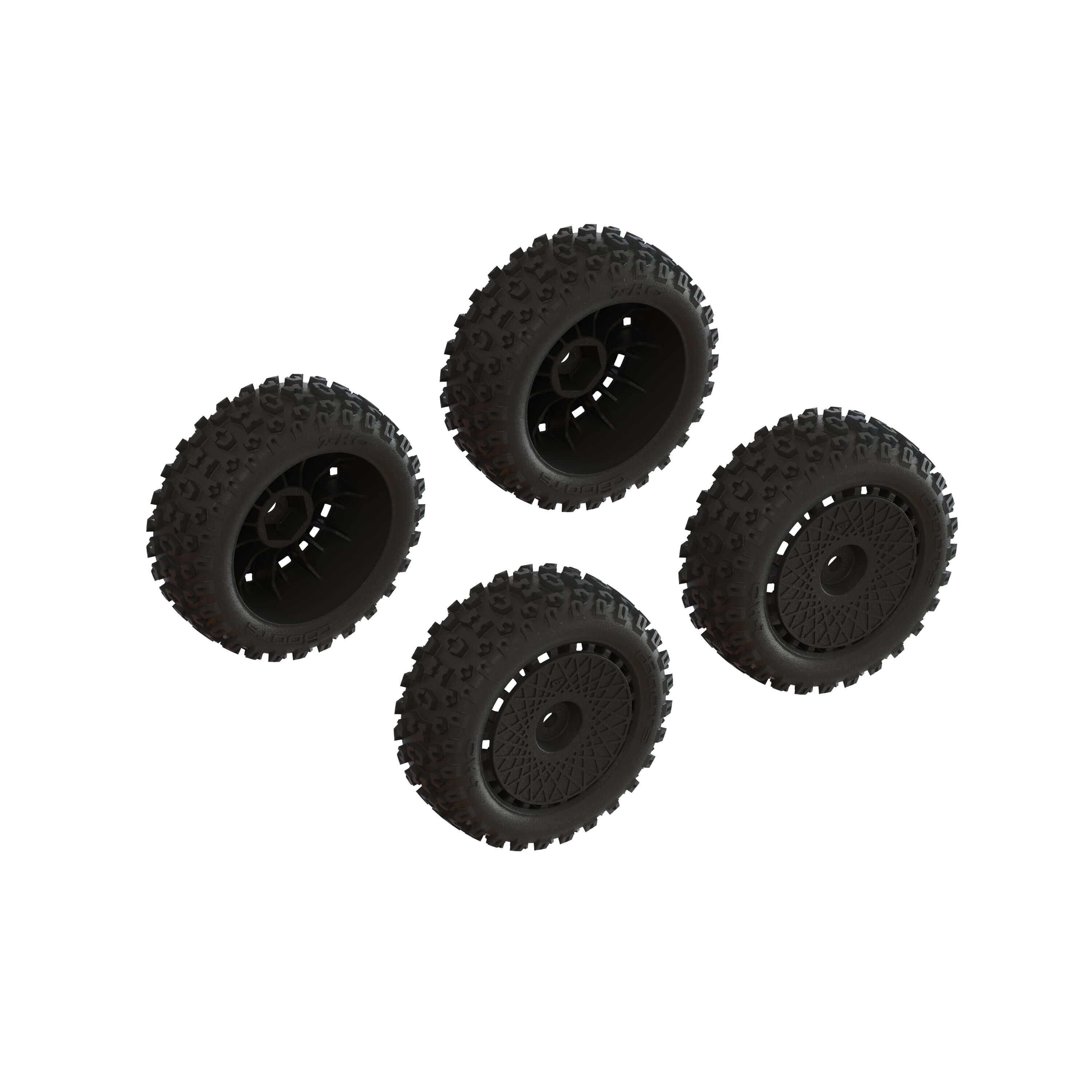 ARRMA dBoots '2-HO' Tire Set Glued (Black) (2 Pairs)-ARA550114