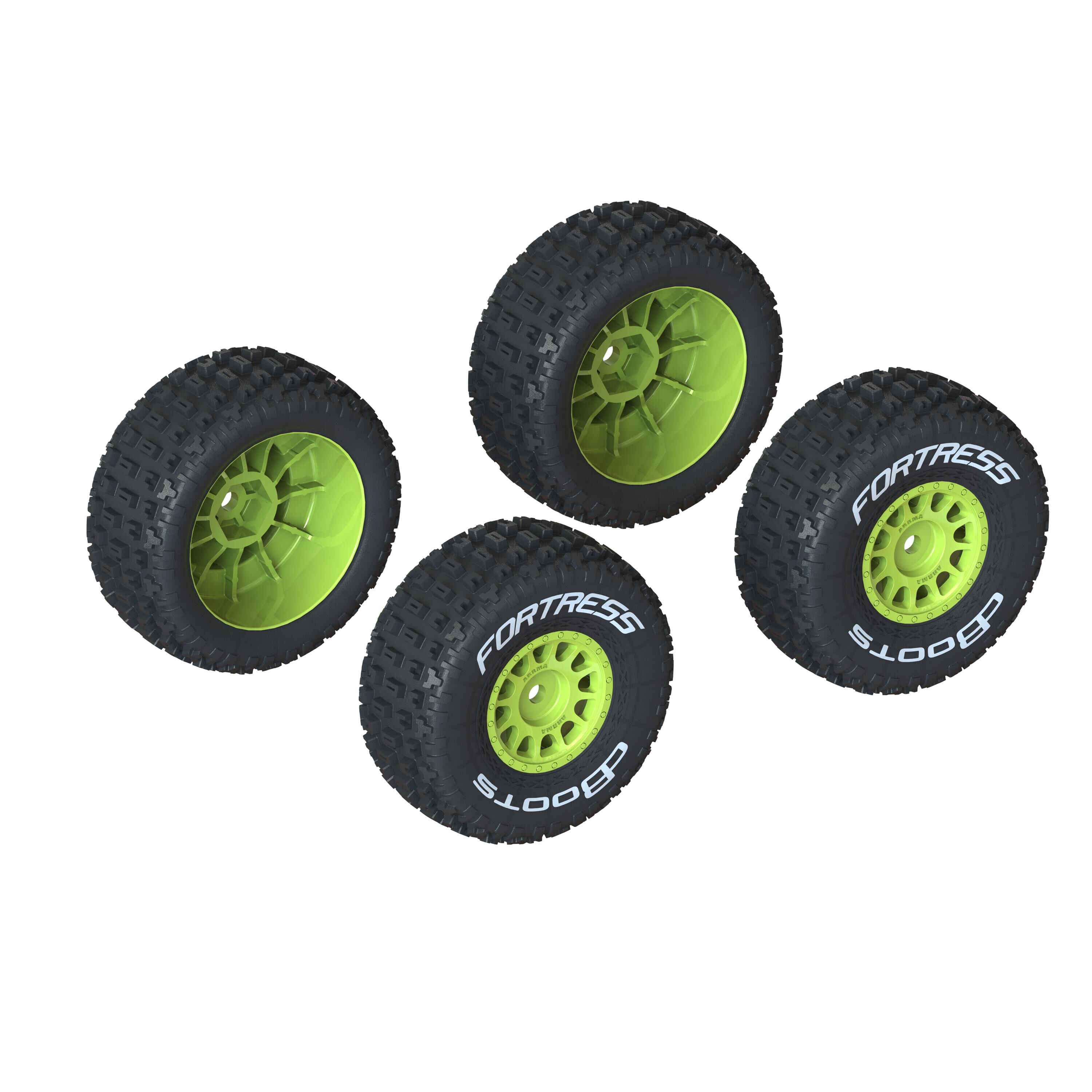 ARRMA dBoots 'FORTRESS' Tire Set Glued, Yellow (2 Pairs)-ARA550115
