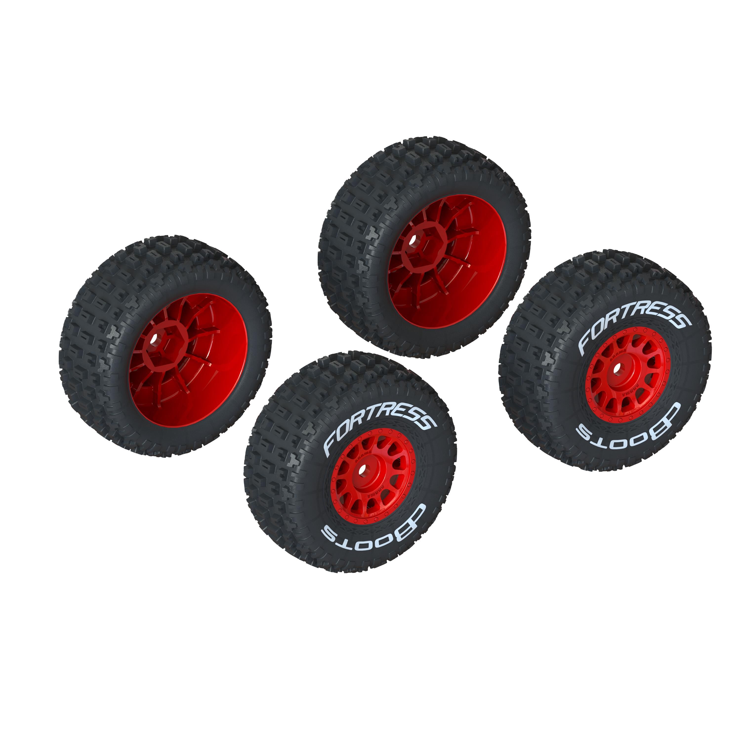 ARRMA dBoots 'FORTRESS' Tire Set Glued, Red (2 Pairs)-ARA550116