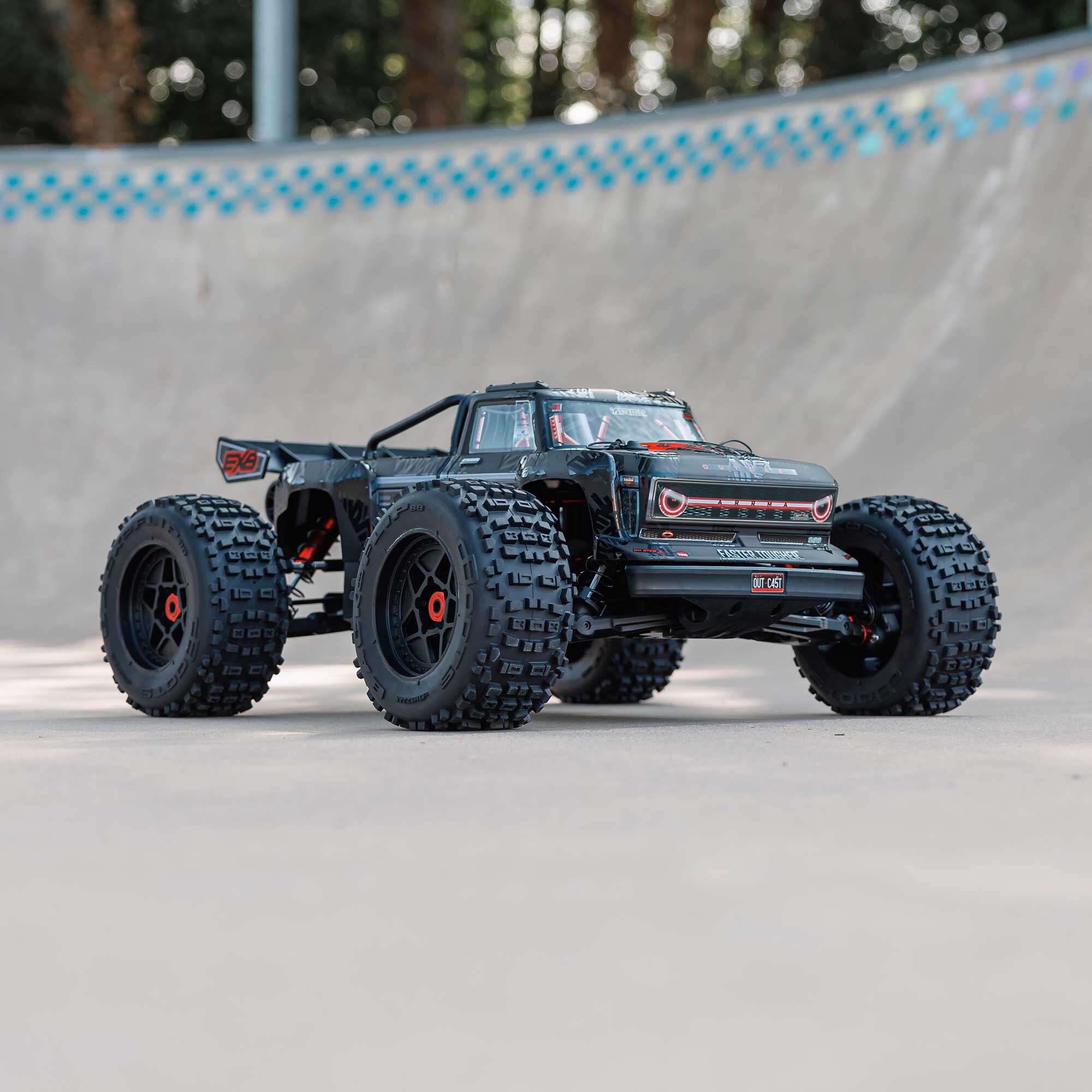 ARRMA 1:5 OUTCAST 8S EXB AVC 4X4 RTR Brushless Stunt Truck, Black-ARA5810V2T1
