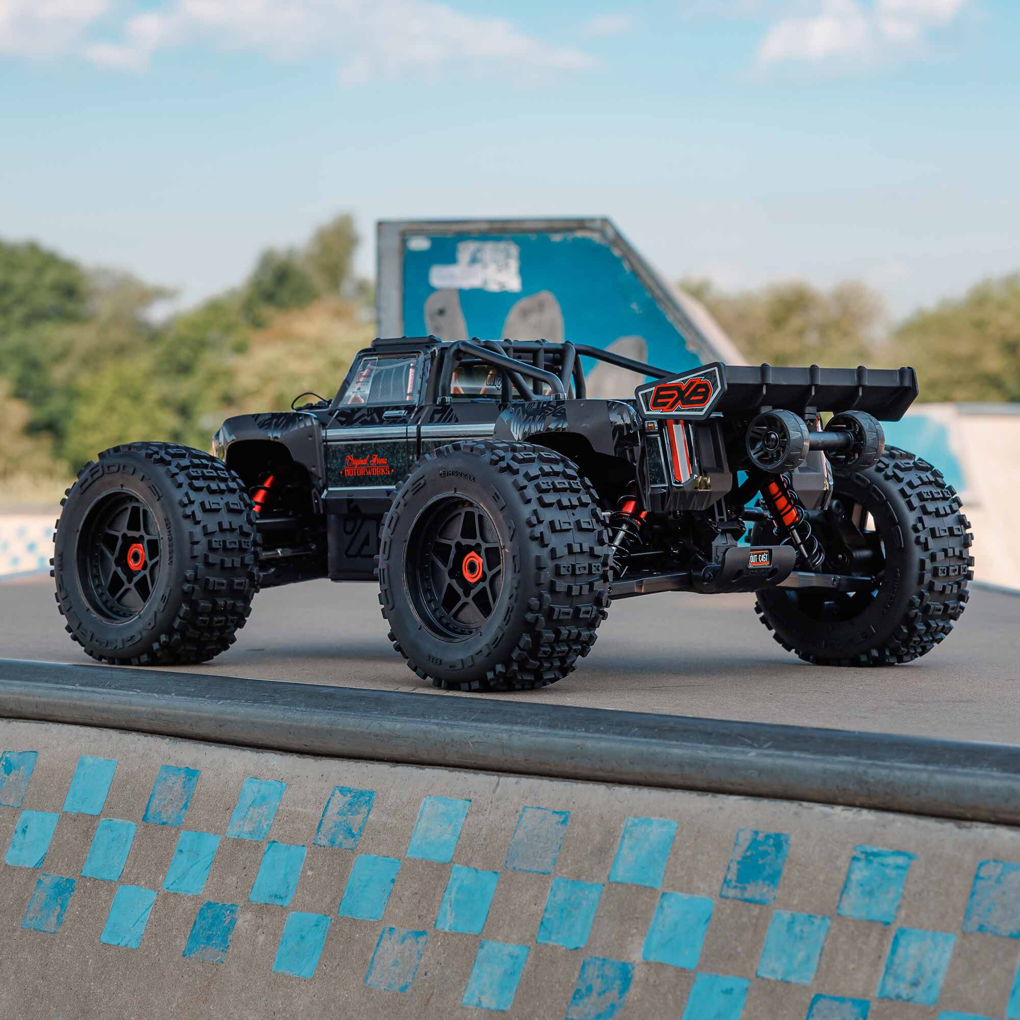 ARRMA 1:5 OUTCAST 8S EXB AVC 4X4 RTR Brushless Stunt Truck, Black-ARA5810V2T1