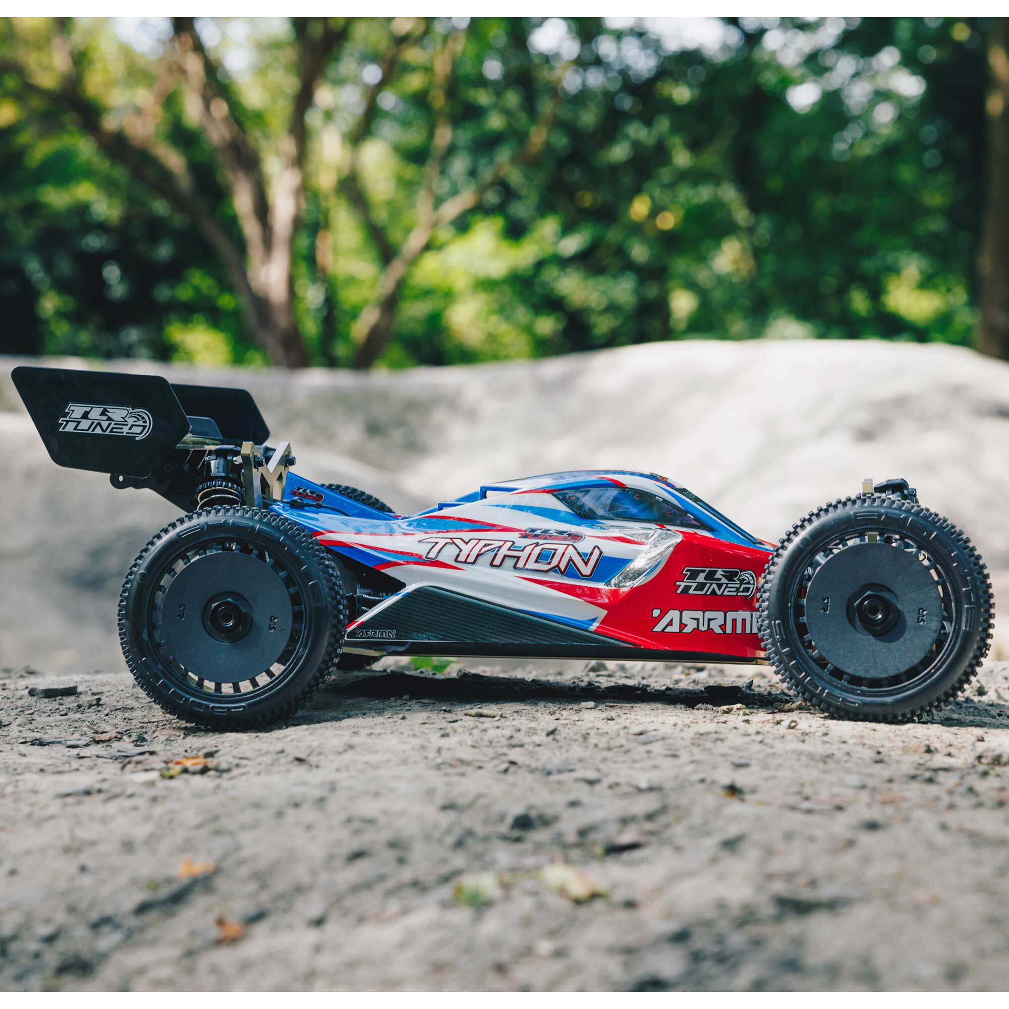 ARRMA 1/8 TYPHON 6S TLR Tuned 4X4 RTR Brushless Buggy, Red/Blue-ARA8406