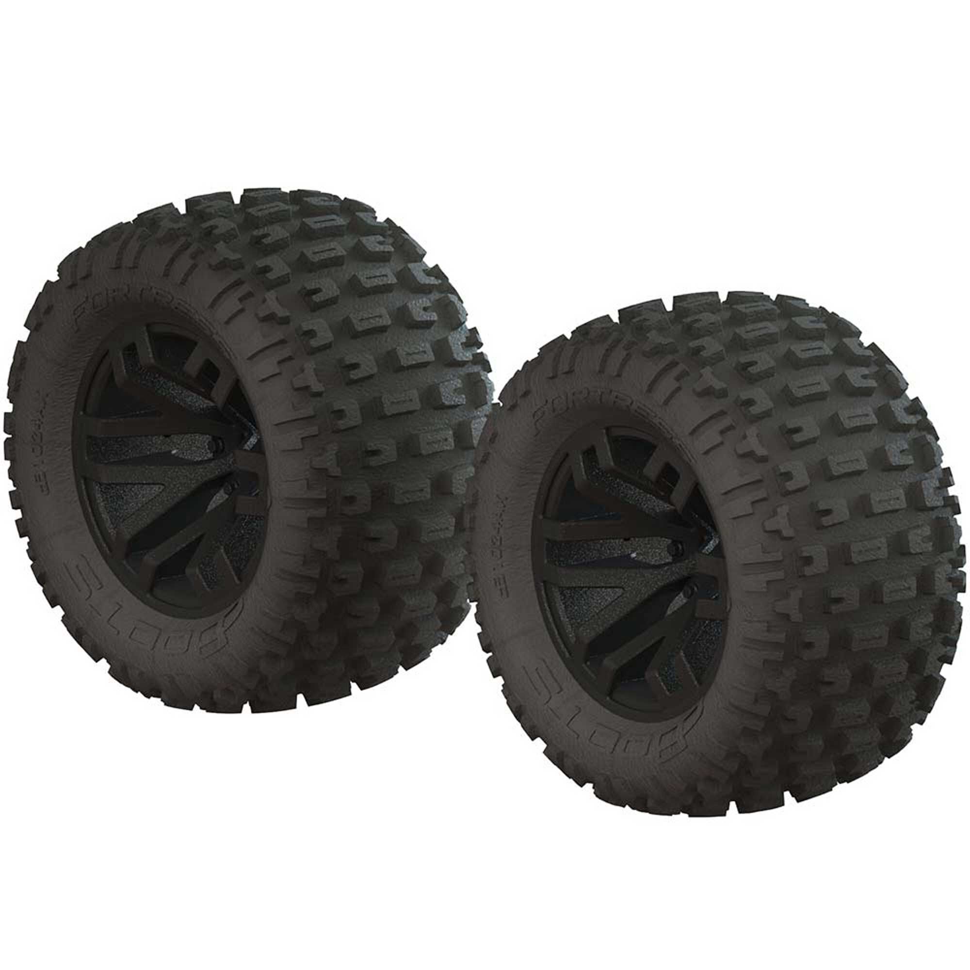 ARRMA 1:10 dBoots Fortress MT 2.2/3.0 Pre-Mounted Tires, 14mm Hex, Black (2)-ARAC9632