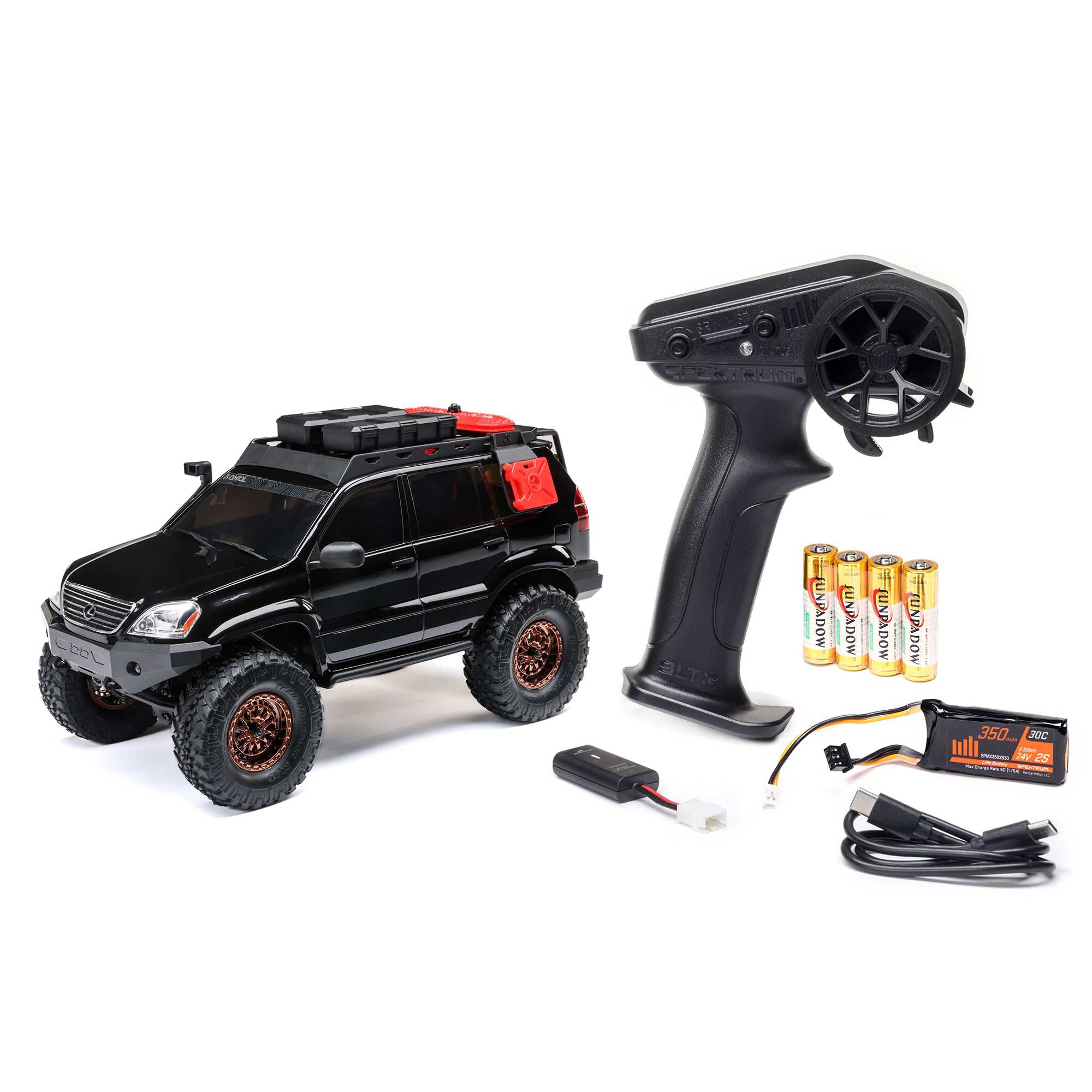 Axial 1:24 SCX24 Lexus GX 470 4X4 RTR Brushed Rock Crawler w/Battery&Charger, Silver&White