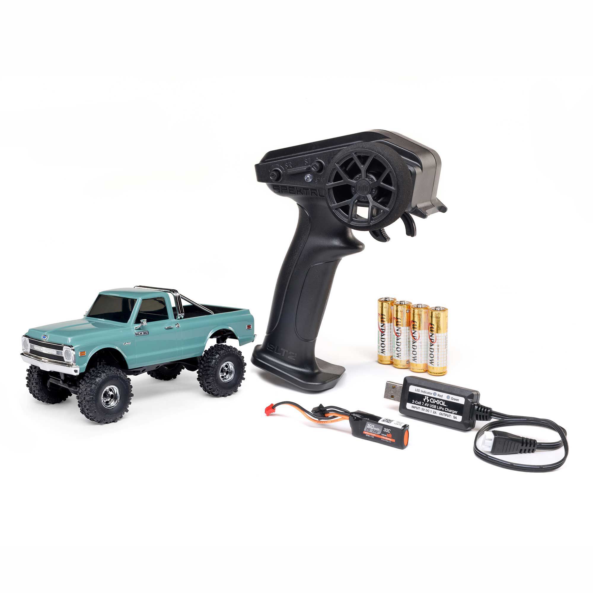 1/30 SCX30 Chevrolet K10 4X4 RTR Brushed Rock Crawler (Battery & Charger Included), Green