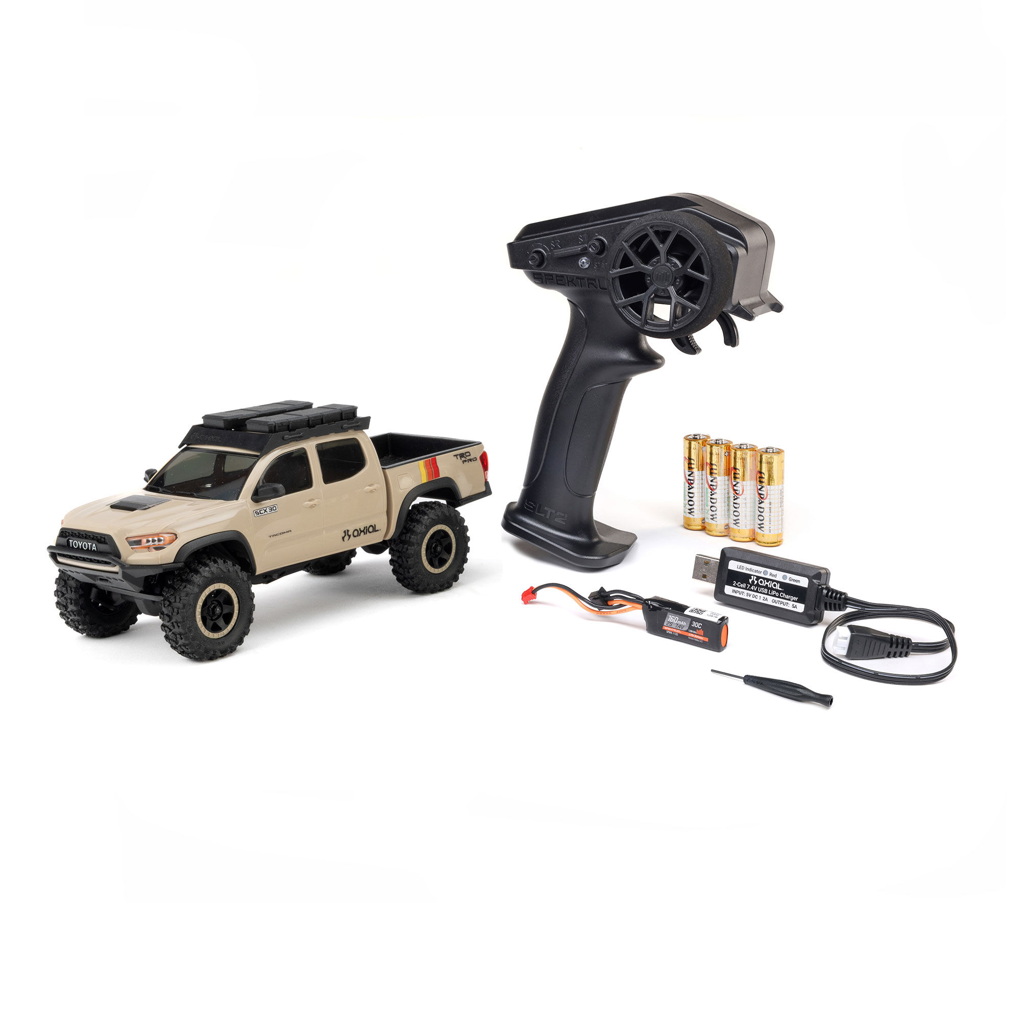 Axial 1:30 SCX30 Toyota Tacoma TRD Pro Extreme Off-Road 4X4 RTR Brushed Rock Crawler-AXI-3289T2
