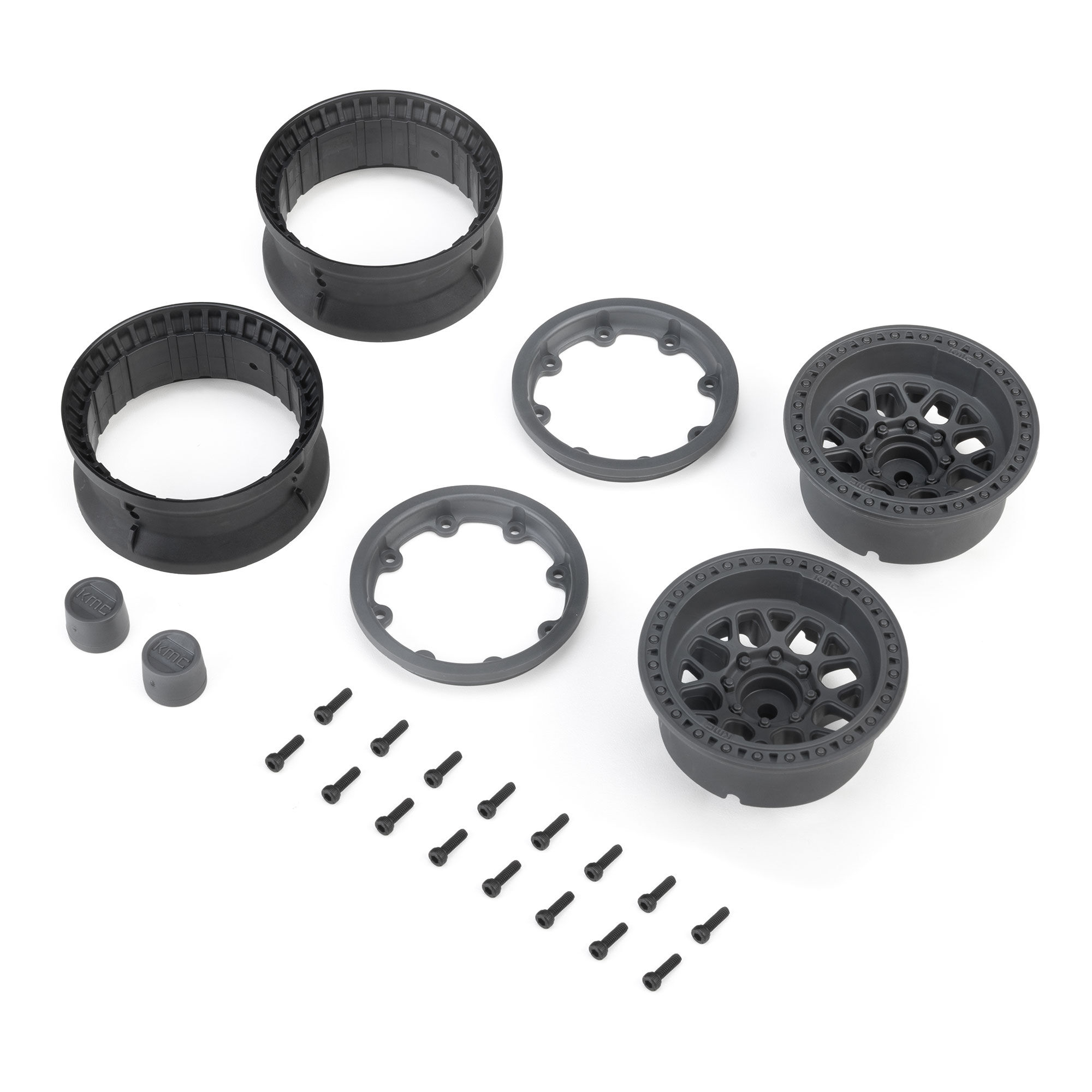 Axial 1.9" KMC Grenede Beadlock Wheels, Gray (2)-AXI-4688