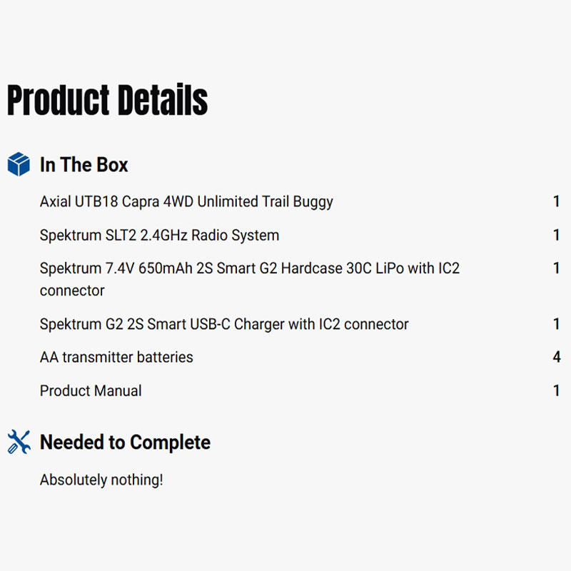 Axial 1:18 UTB18 Capra Rock Crawler RTR 4X4 Brushed RC Buggy, Black&Grey