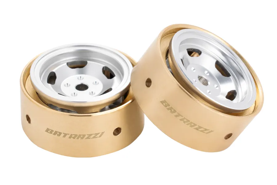 BATRAZZI 0.9" Aluminum Star Road Wheels Silver 4 Pcs for SCX24/CR24/FCX24M (D90/D110 & Tacoma)-BTZ1087SL-AL