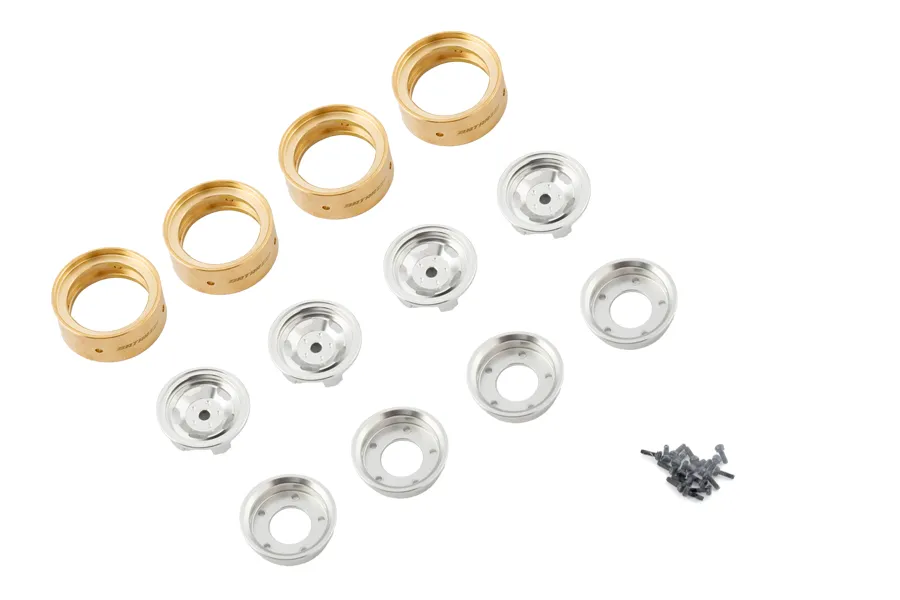 BATRAZZI 0.9" Aluminum Star Road Wheels Silver 4 Pcs for SCX24/CR24/FCX24M (D90/D110 & Tacoma)-BTZ1087SL-AL