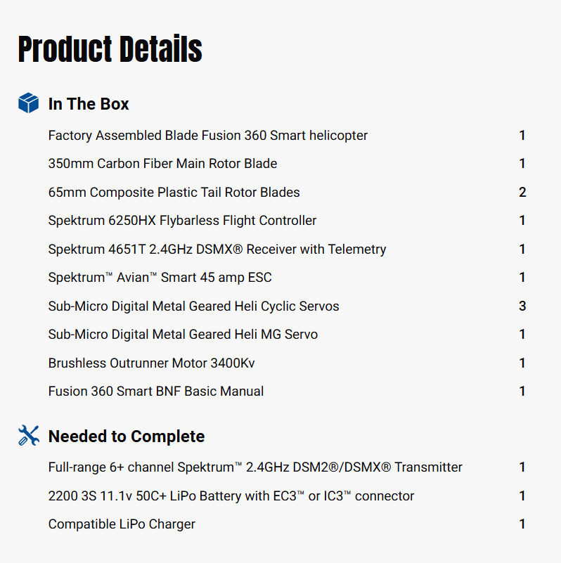 Blade SMART Fusion 360 3S BNF Basic-BLH6150