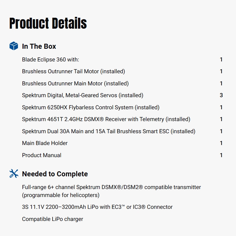 Blade Eclipse 360 BNF Basic RC Helicopters w/AS3X&SAFE-BLH01250