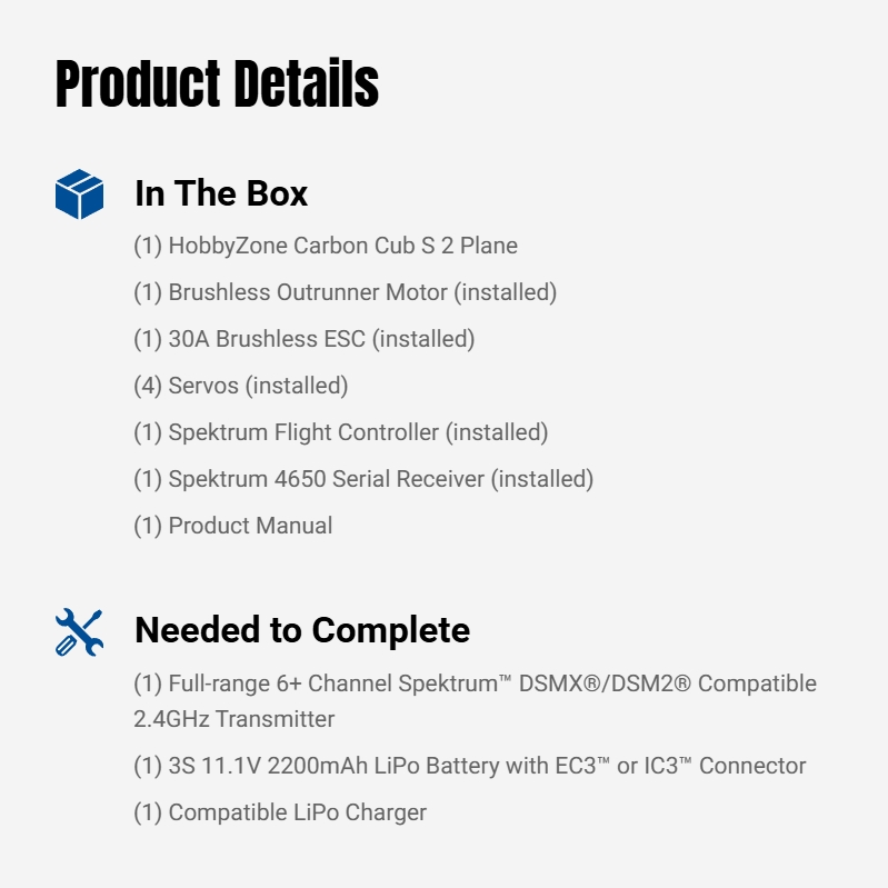 HobbyZone Carbon Cub S2 1.3M BNF Basic