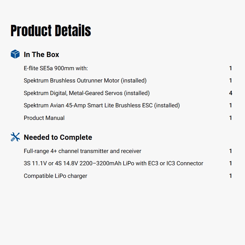 E-flite 900mm S.E.5a PNP-EFL10975