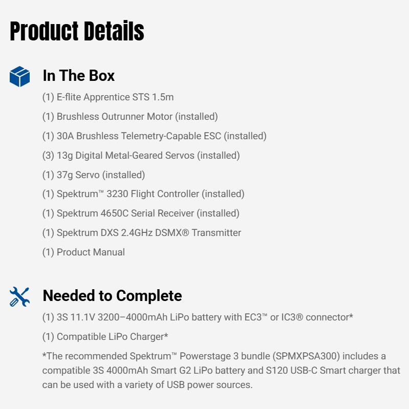 E-flite Apprentice STS 1.5m Smart Trainer w/SAFE RTF Basic