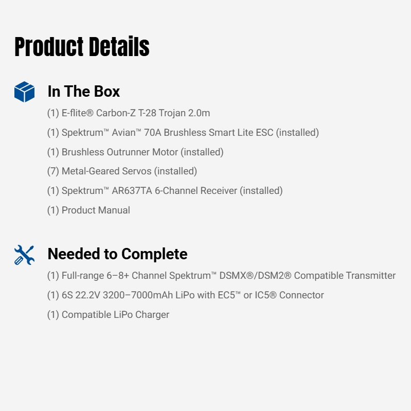E-flite Carbon-Z T-28 Trojan 2.0m with Smart BNF Basic