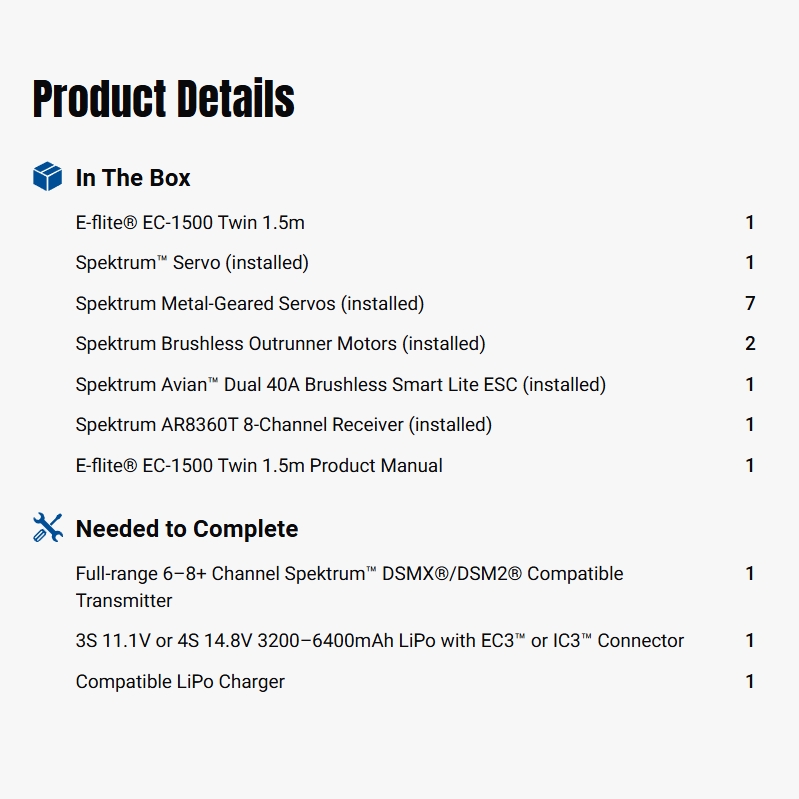 EC-1500 Twin 1500mm BNF Basic 3D Aerobatic RC Airplane w/AS3X & SAFE-EFL15750