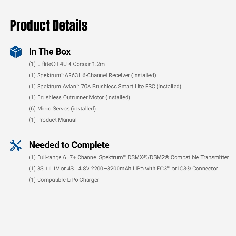 E-flite F4U-4 Corsair 1.2m BNF Basic