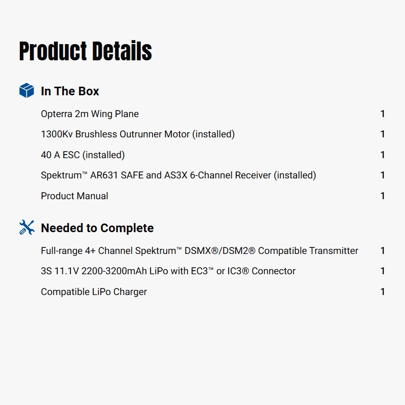 E-flite Opterra 2000mm Wing BNF Basic RC Airplane w/AS3X&SAFE-EFL111500