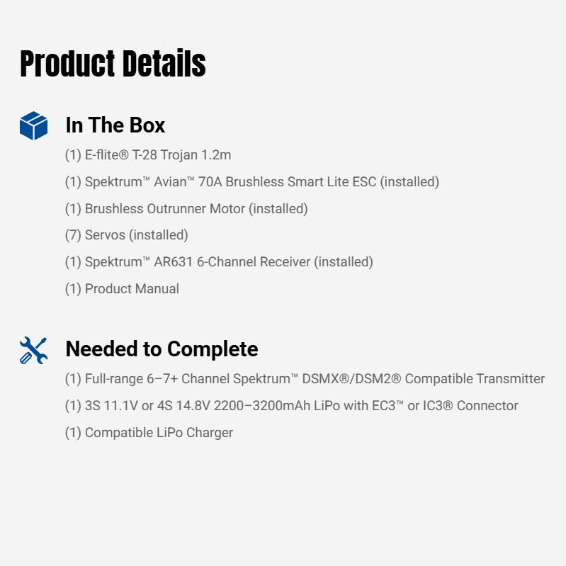 E-flite T-28 Trojan 1.2m with Smart BNF Basic