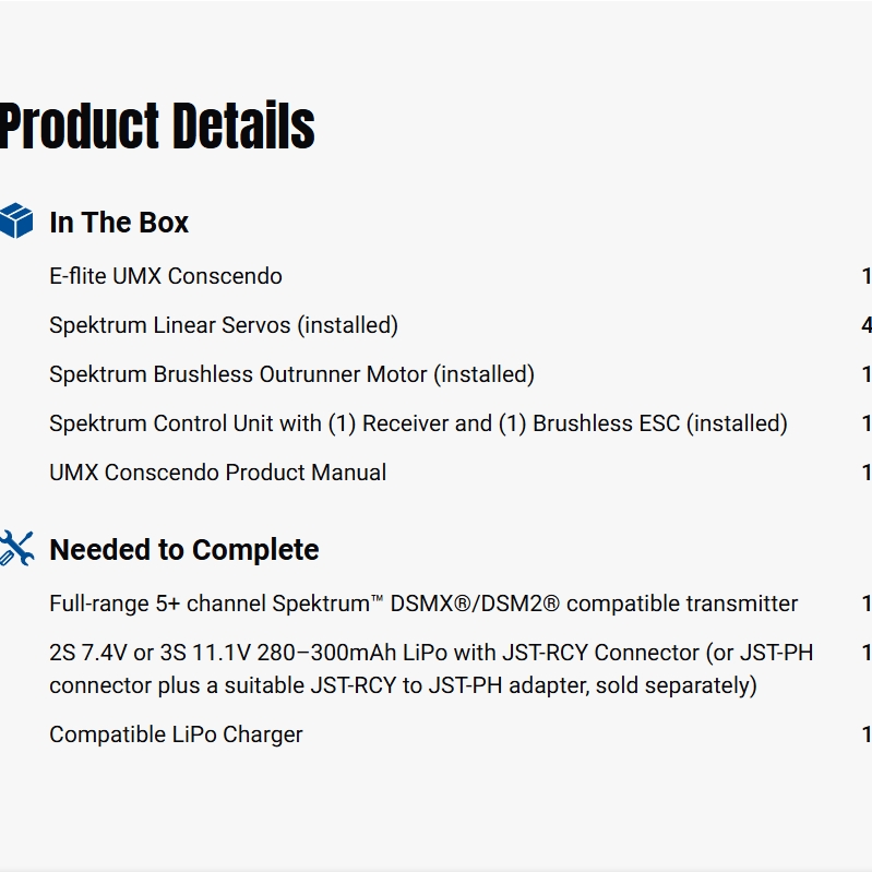 E-flite UMX Conscendo 1500mm BNF Basic RC Gliders Airplane w/ AS3X and SAFE Select-EFLU32050