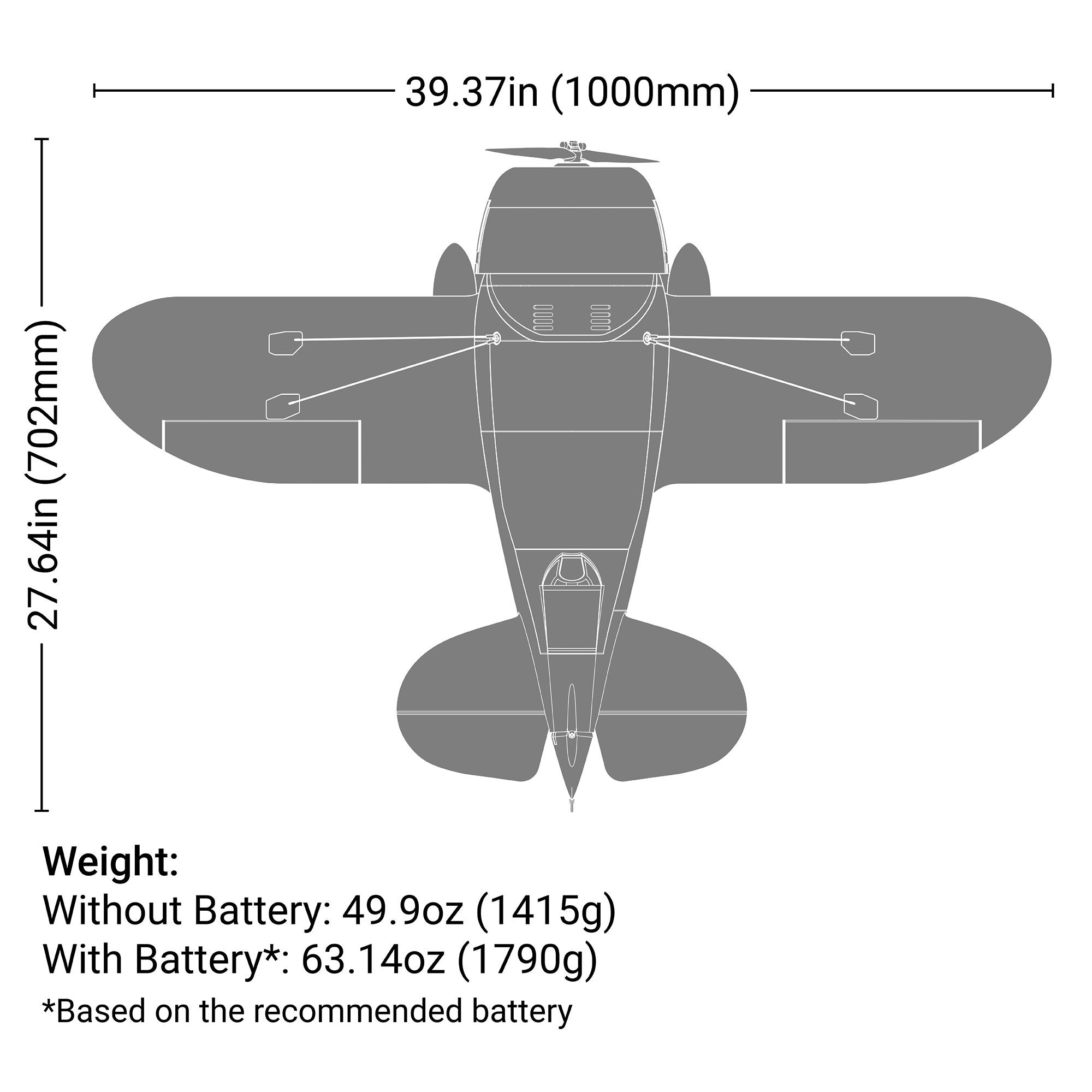 E-flite Gee Bee R-2 1.0m BNF Basic with AS3X+ and SAFE Select-EFL020550