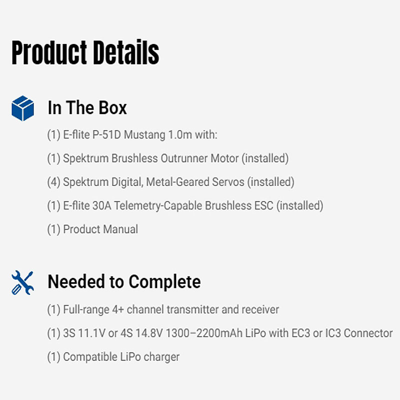 E-flite P-51D Mustang 1000mm PNP