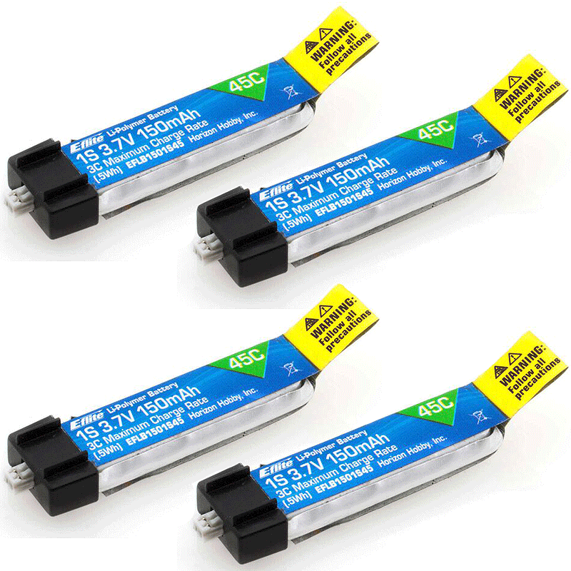 E-flite 3.7V 150mAh 1S 45C LiPo Battery: PH 1.25 (Ultra Micro)-EFLB1501S45