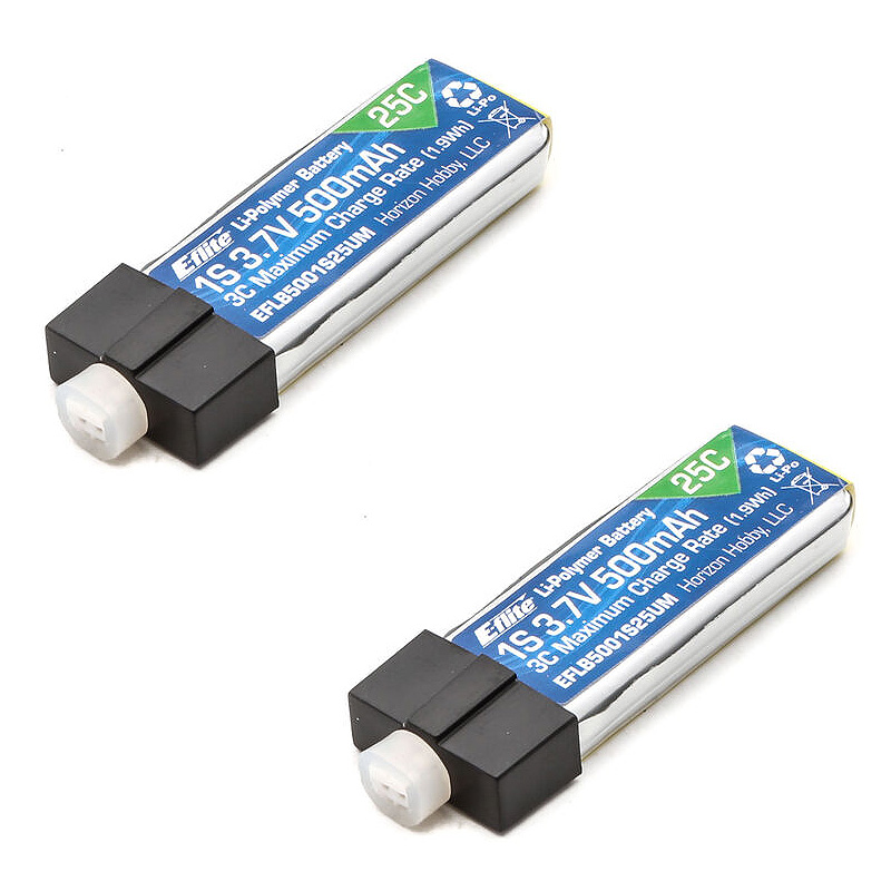 E-flite 500mAh 1S 3.7V 25C LiPo High Current UMX Connector-EFLB5001S25UM