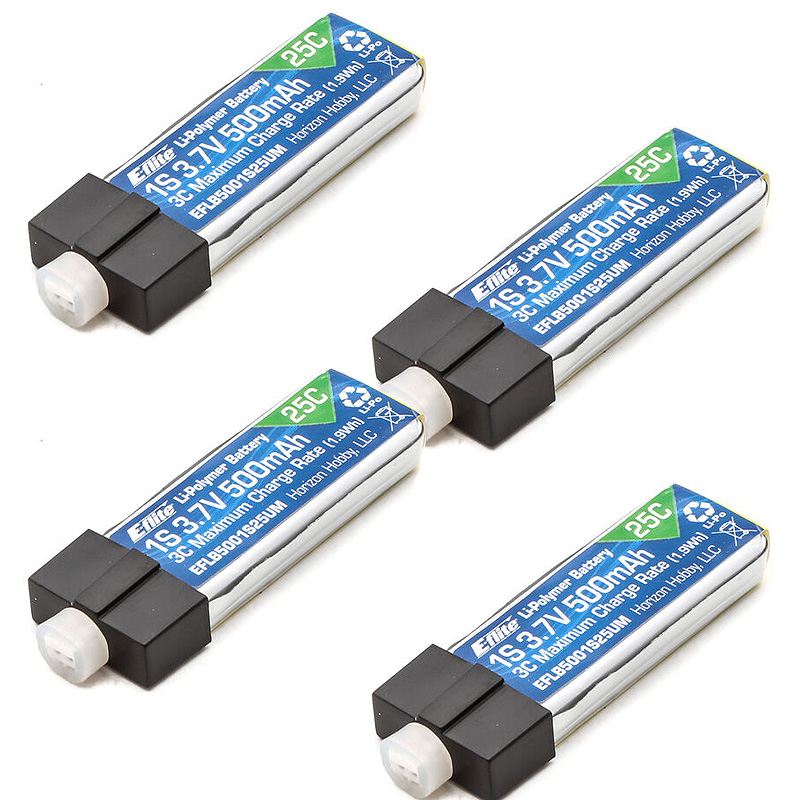 E-flite 500mAh 1S 3.7V 25C LiPo High Current UMX Connector-EFLB5001S25UM