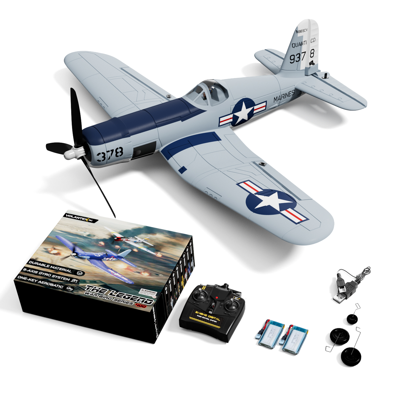 VOLANTEXRC F4U Corsair V2 400mm RTF 4CH RC Warbirds Airplane 15.7''-76108