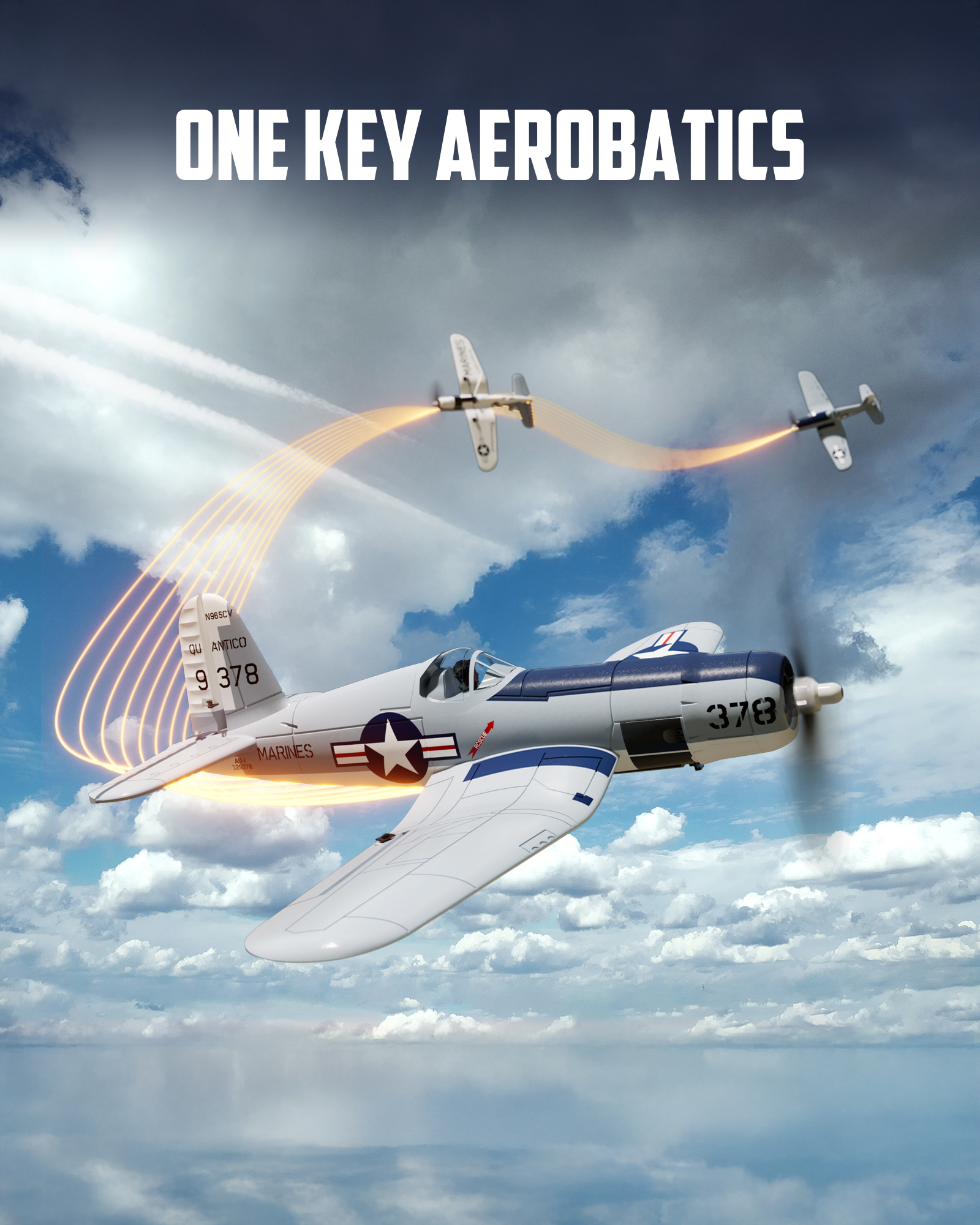VOLANTEXRC F4U Corsair V2 400mm RTF 4CH RC Warbirds Airplane 15.7''-76108