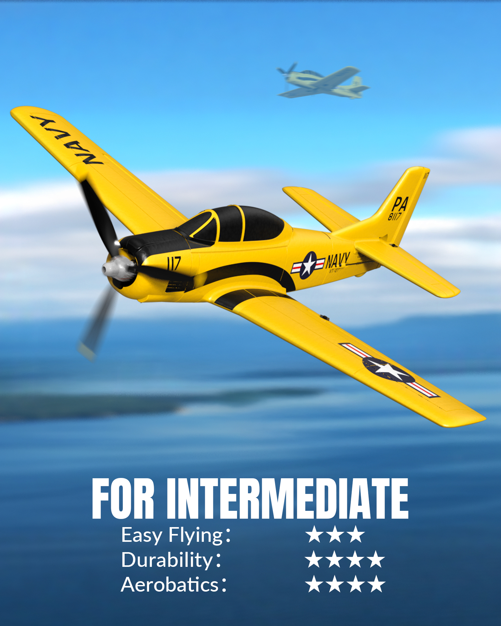 VOLANTEXRC T-28 Trojan 400mm RTF RC Warbirds Aircraft 4CH-76109