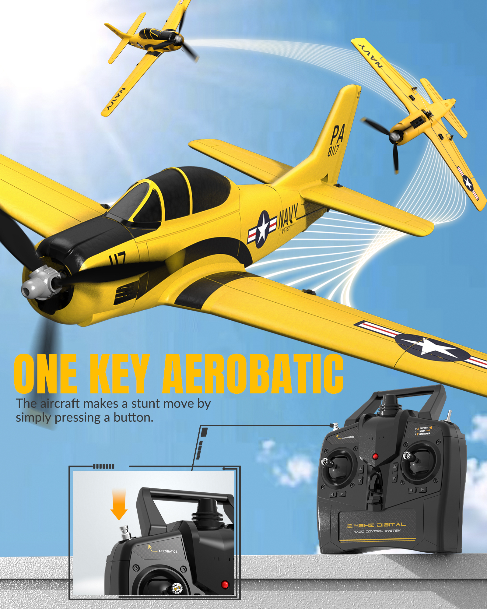 VOLANTEXRC T-28 Trojan 400mm RTF RC Warbirds Aircraft 4CH-76109