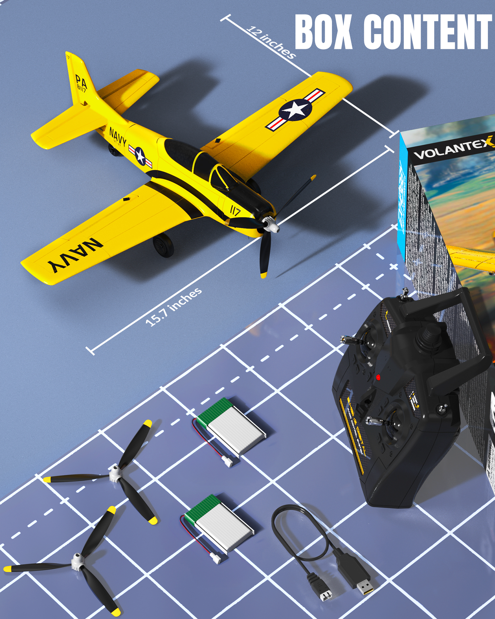 VOLANTEXRC T-28 Trojan 400mm RTF RC Warbirds Aircraft 4CH-76109