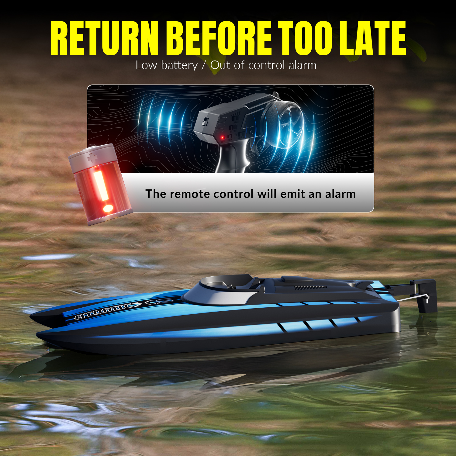 VOLANTEXRC AtomicXS Remote Control Boat for Kids Play in Pool Easy Running Great Gift Boat V2-EXA79505RGB2V2