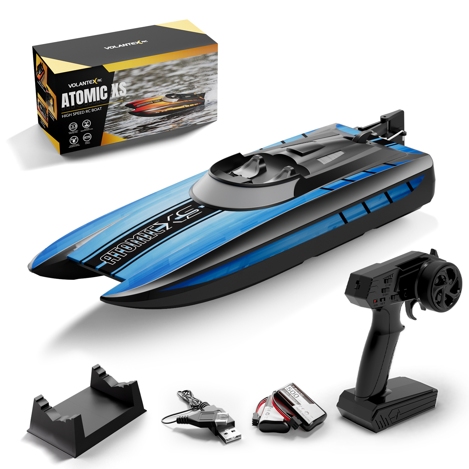 VOLANTEXRC AtomicXS Remote Control Boat for Kids Play in Pool Easy Running Great Gift Boat V2-EXA79505RGB2V2