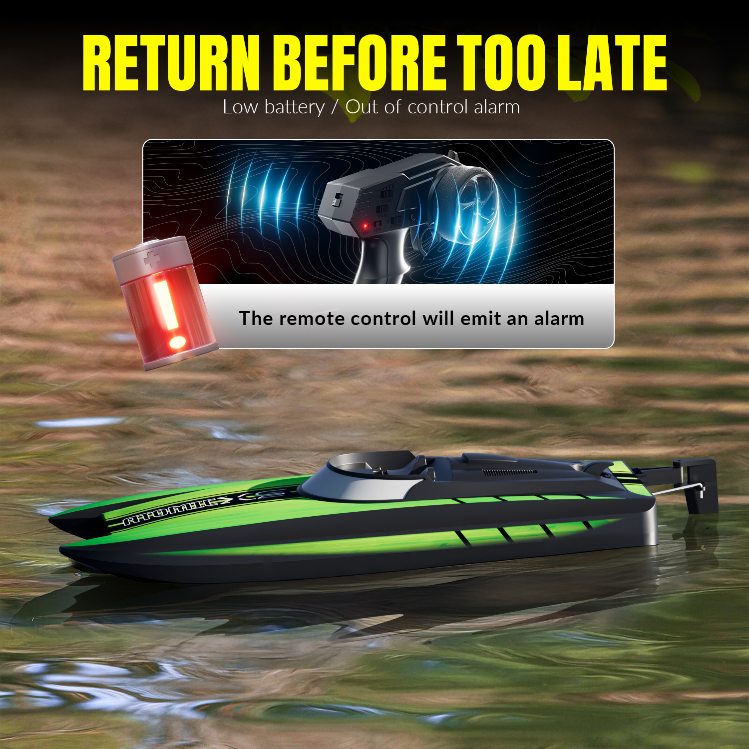 VOLANTEXRC AtomicXS Remote Control Boat for Kids Play in Pool Easy Running Great Gift Boat V2-EXA79505RGB2V2