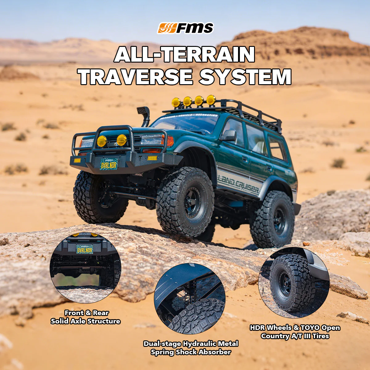 FMS 1:10 FCX10 OVR LC80 Brushless RS RC Crawler-FMS11042RSGN-BL