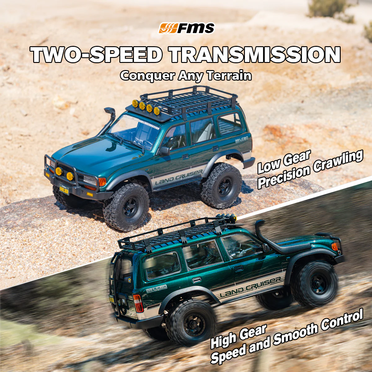 FMS 1:10 FCX10 OVR LC80 Brushless RS RC Crawler-FMS11042RSGN-BL