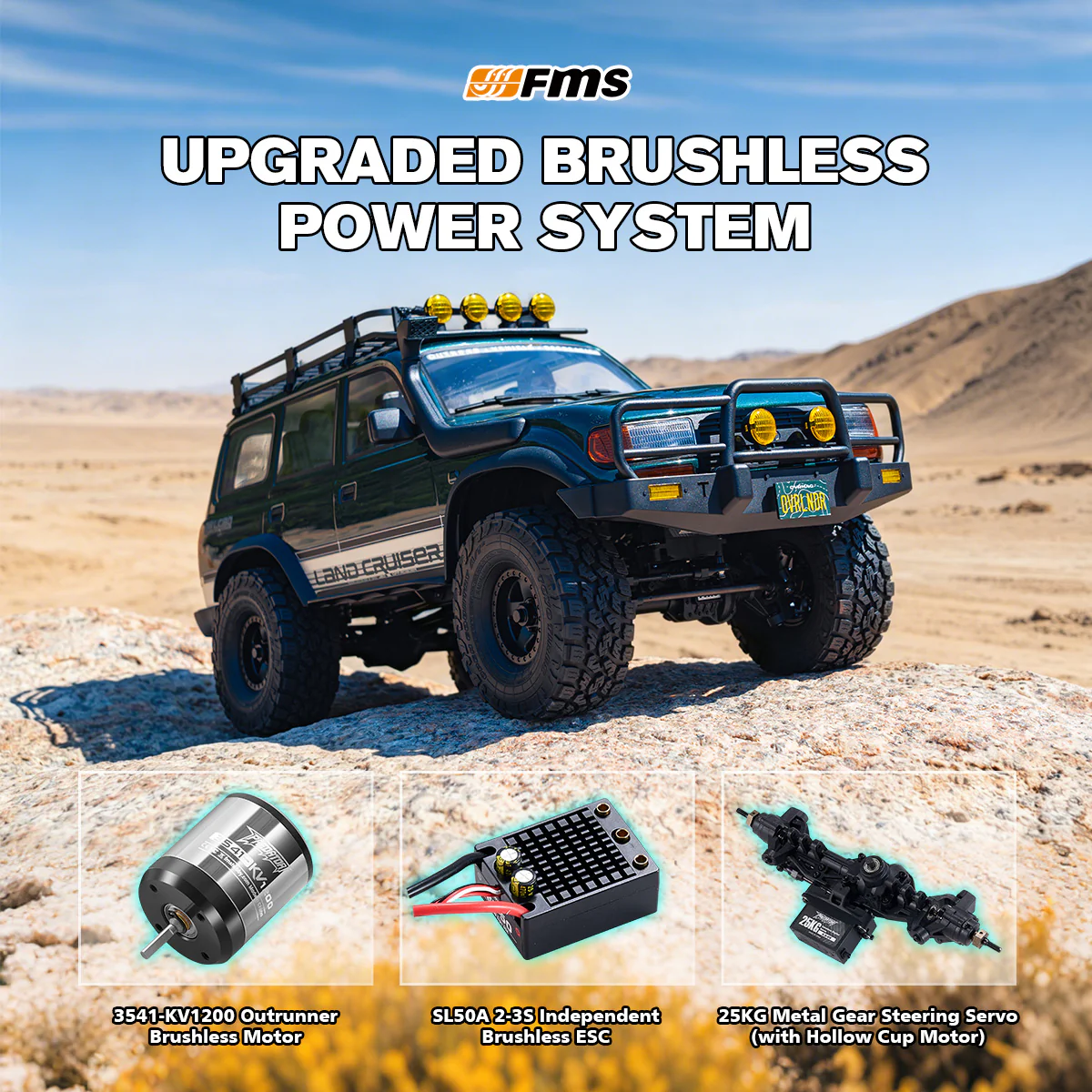 FMS 1:10 FCX10 OVR LC80 Brushless RS RC Crawler-FMS11042RSGN-BL