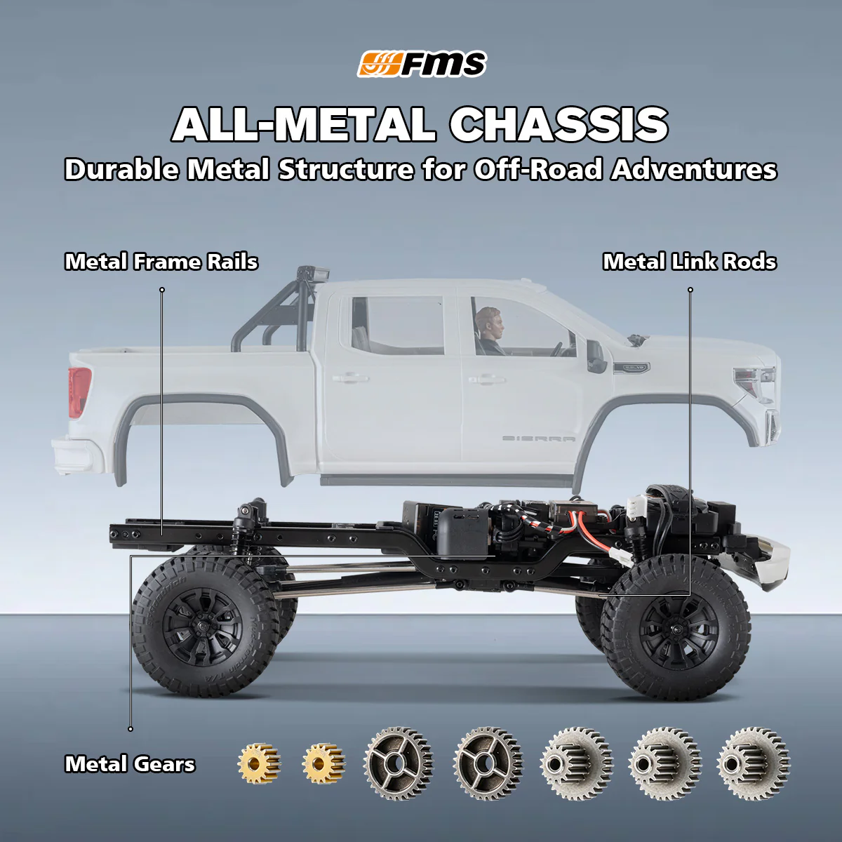 FMS 1:18 FCX18S Sierra S RC Crawler RTR Brushless-FMS11853RTRWH-BL