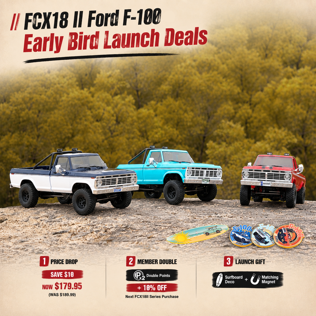 FMS 1:18 FCX18 II Ford F-100 RC Crawler RTR Brushed (199mm Wheelbase)-118L01BDBUWH