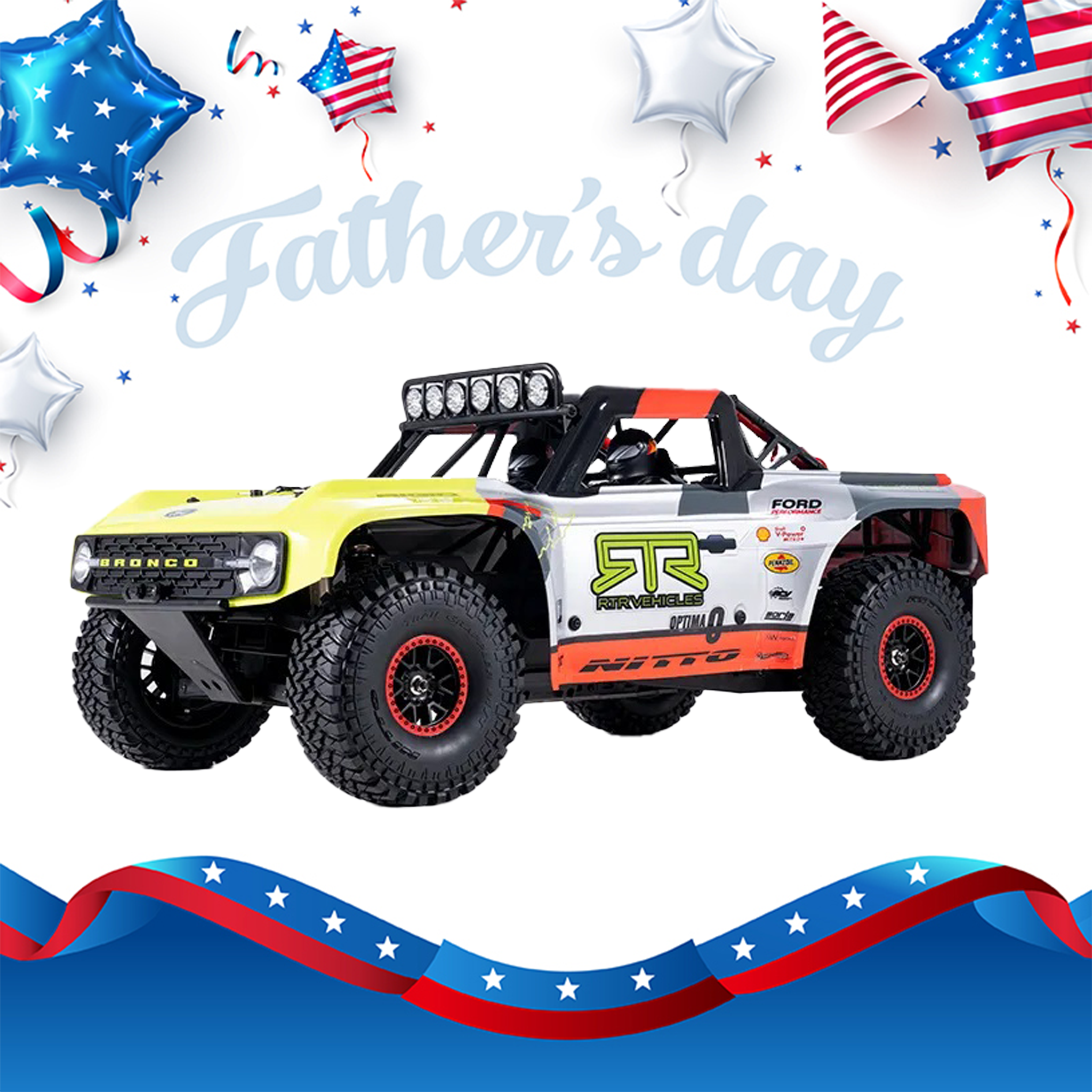 FMS 1:7 Ford Bronco RTR EB Brushless RS 4WD RC Desert Truck-FMS10702RS25