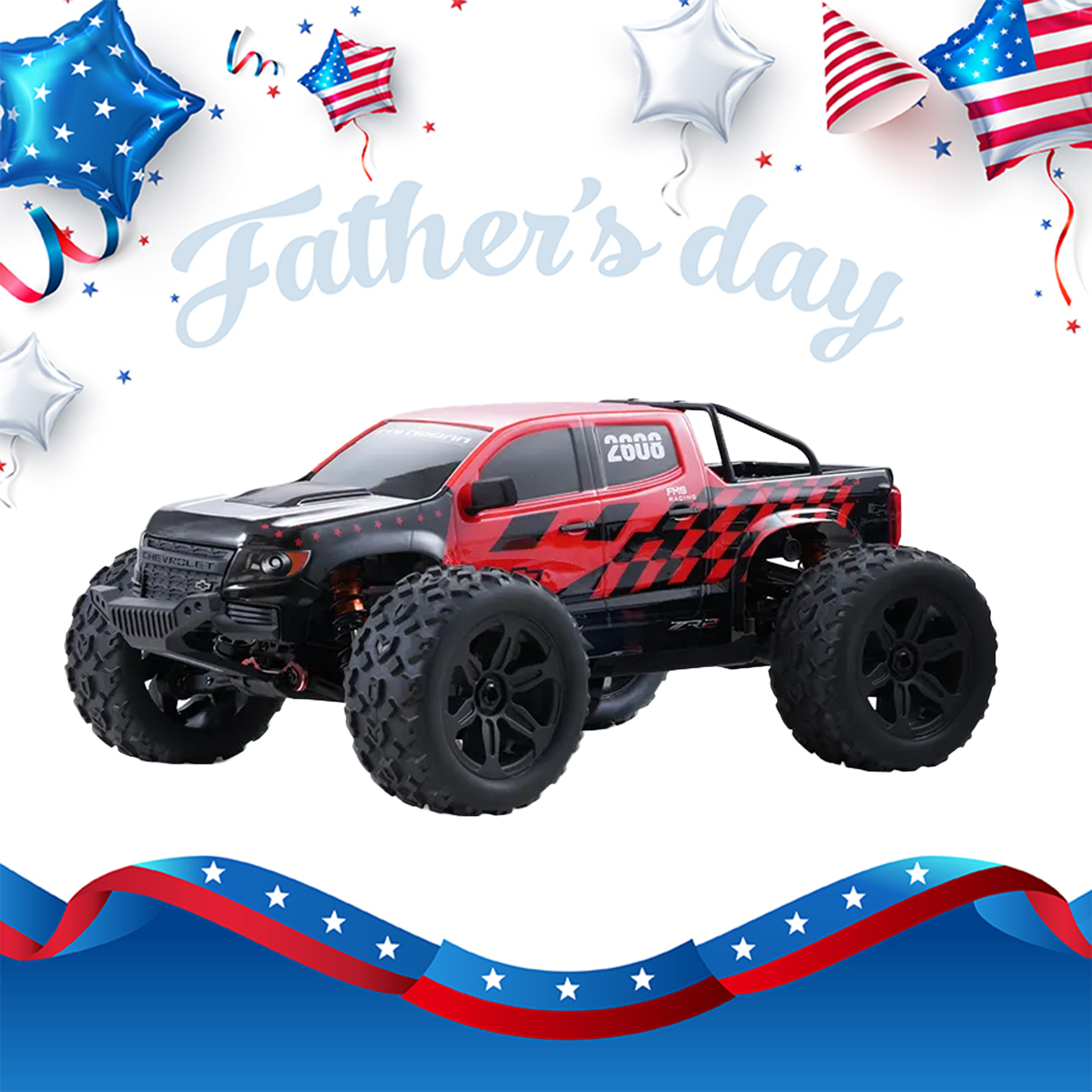 FMS 1:10 FMT10 Chevrolet Colorado Basher RS Brushless Monster Truck-FMS11021RSRD-BK